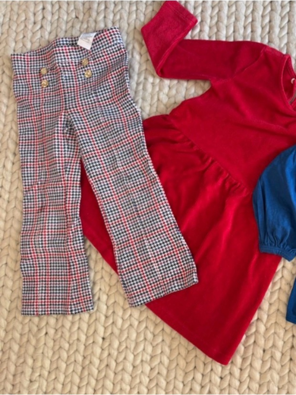 Girl Bundle: 5T retro pants Janie and Jack & crewcuts red dress size 4